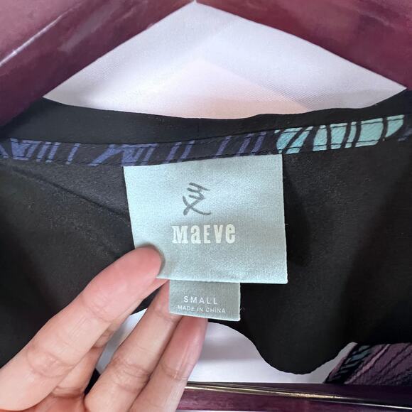 Maeve Anthropologie Bretin Black A-Line Floral Neck Tie Midi Dress Small - Picture 6 of 9